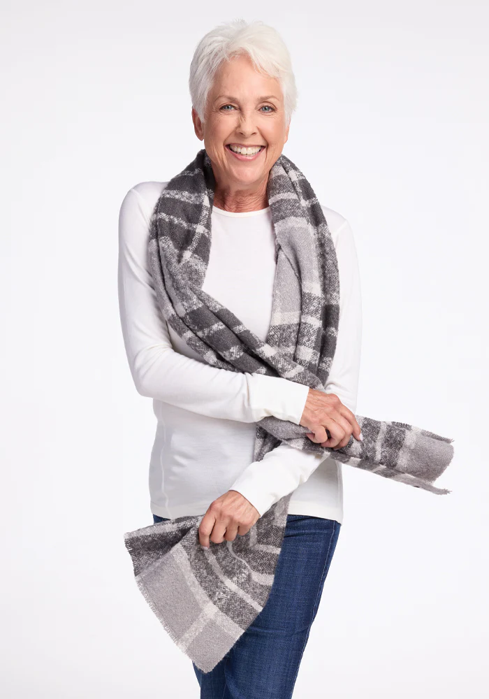 Bradie Scarf - Dark Grey Plaid - Image 4