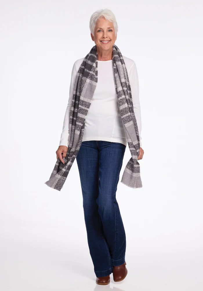 Bradie Scarf - Dark Grey Plaid - Image 5