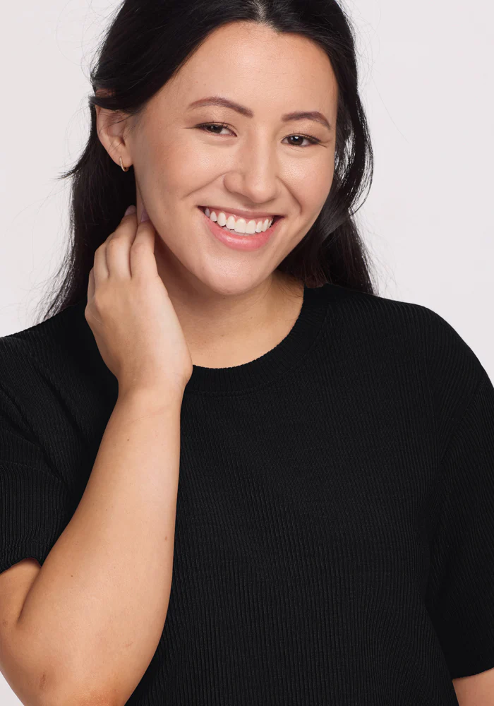 Delia Ribbed Short Sleeve - Black - Image 4