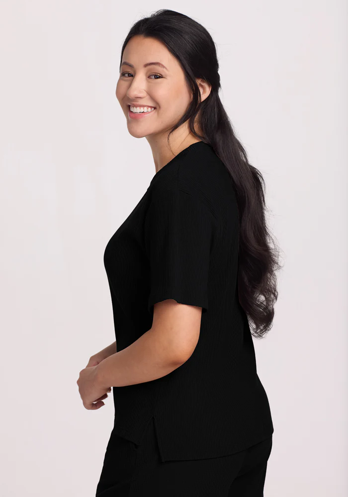 Delia Ribbed Short Sleeve - Black - Image 7
