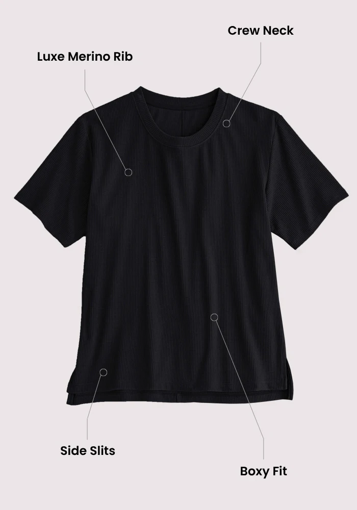 Delia Ribbed Short Sleeve - Black - Image 9