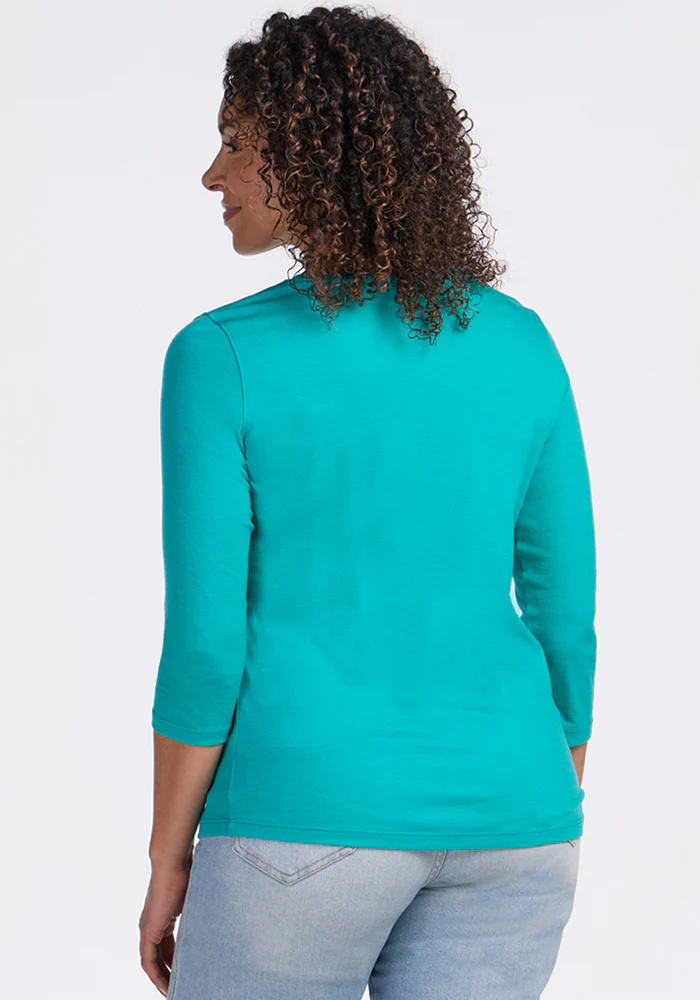 Elena 3/4 Sleeve V Neck - Cool Jade - Image 7