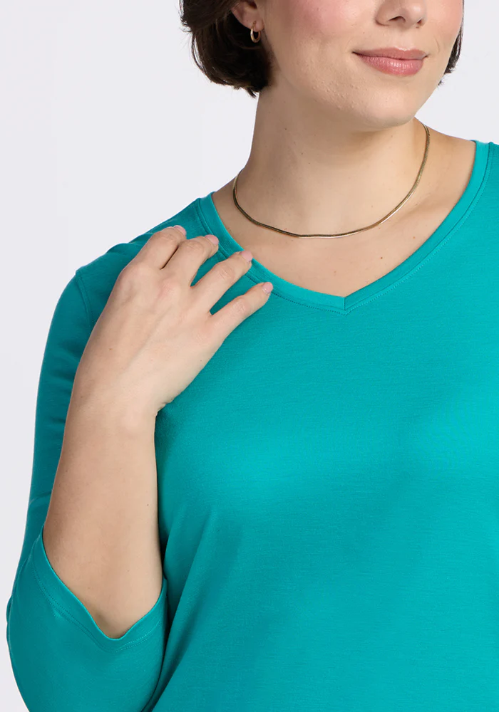 Elena 3/4 Sleeve V Neck - Cool Jade - Image 9