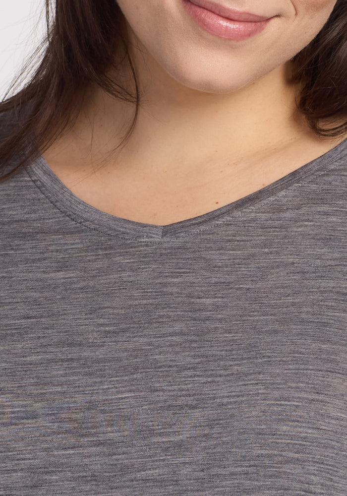 Elena 3/4 Sleeve V Neck - Graphite Heather - Image 11