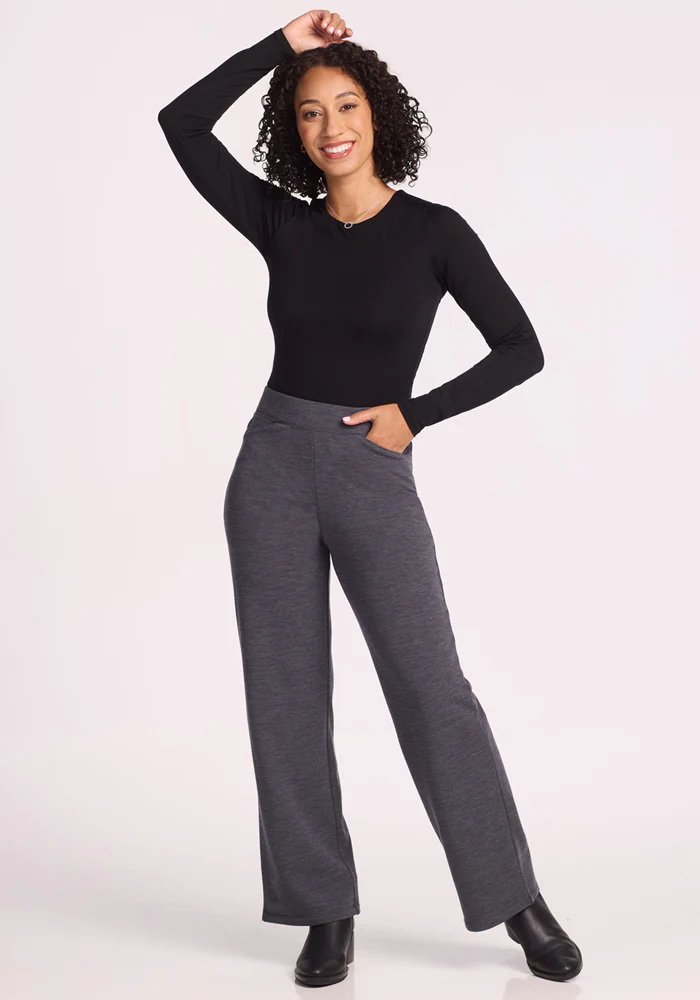 Ellie Wide Leg Pants Petite - Cinder Melange - Image 5