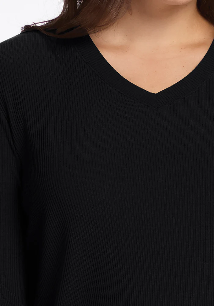 Evie Ribbed Tunic - Black - Image 11