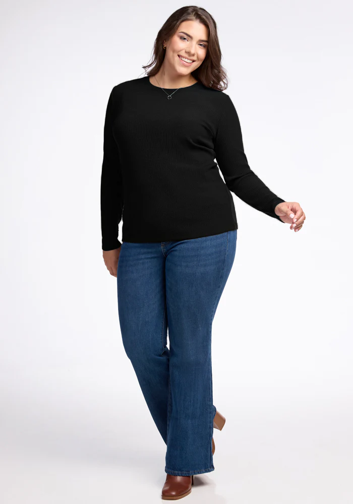 Hadley Ribbed Crew - Black - Image 4