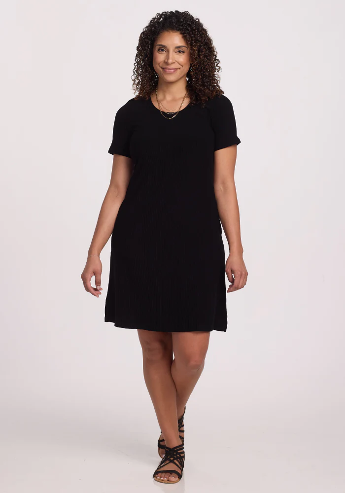 Harlowe Ribbed Dress - Black
