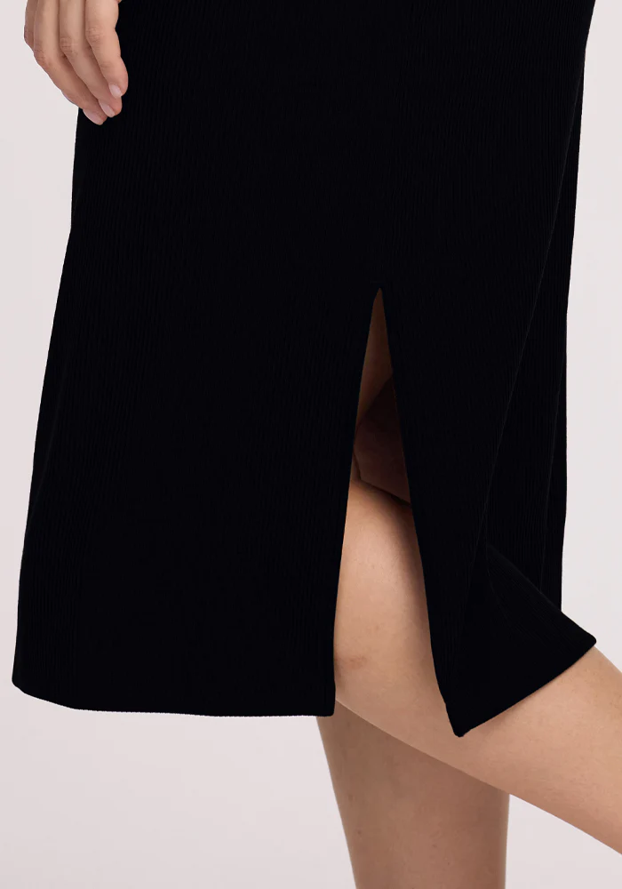 Iris Ribbed Dress - Black - Image 10