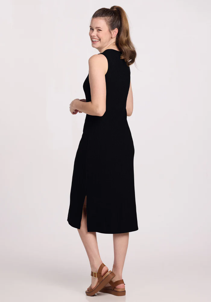 Iris Ribbed Dress - Black - Image 7