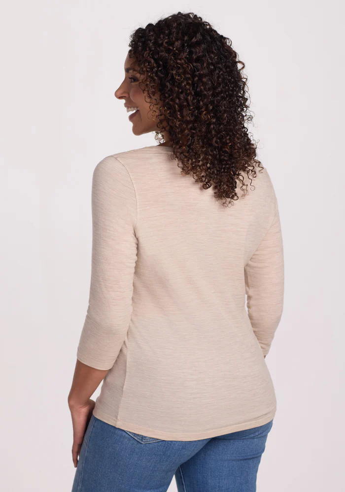 Jenny 3/4 Sleeve Crew Neck - Cream Heather - Image 15
