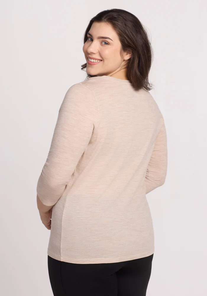 Jenny 3/4 Sleeve Crew Neck - Cream Heather - Image 9