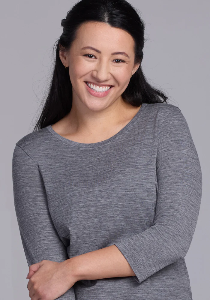 Jenny 3/4 Sleeve Crew Neck - Graphite Heather - Image 2