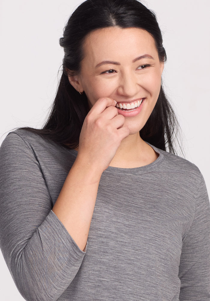 Jenny 3/4 Sleeve Crew Neck - Graphite Heather - Image 6