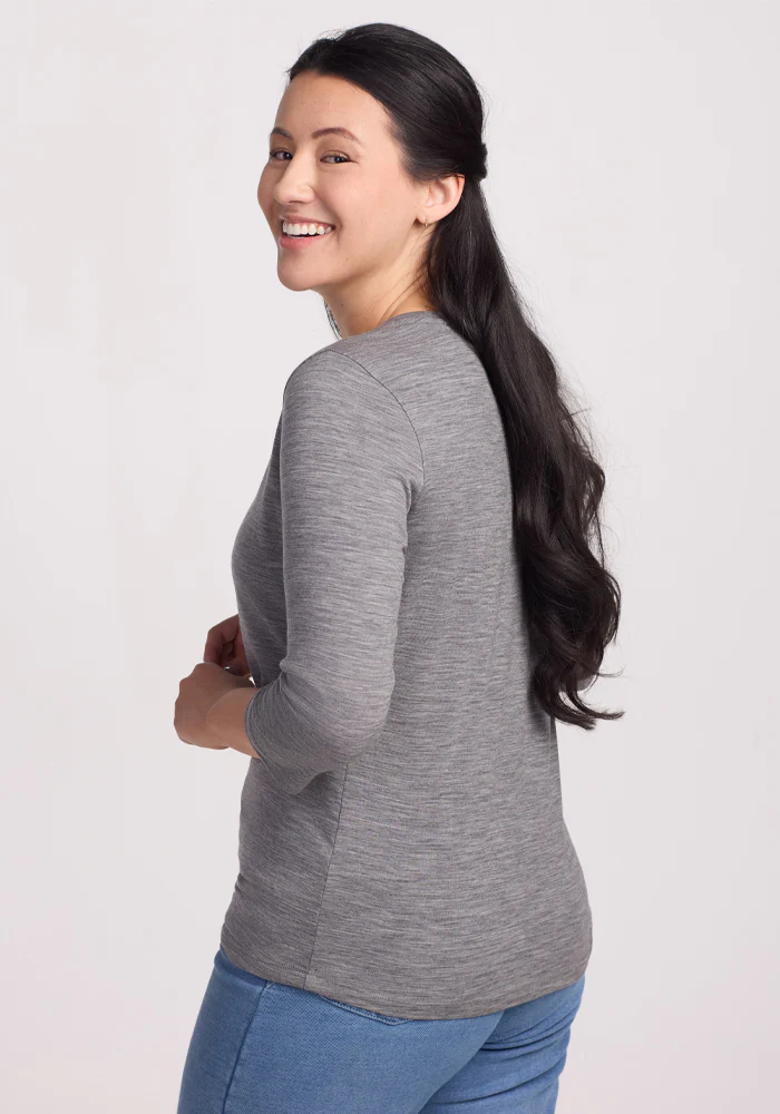 Jenny 3/4 Sleeve Crew Neck - Graphite Heather - Image 8