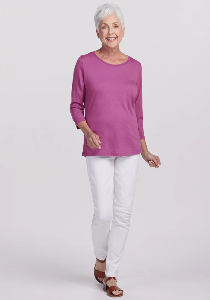 Jenny 3/4 Sleeve Crew Neck - Purple Wine - Image 4