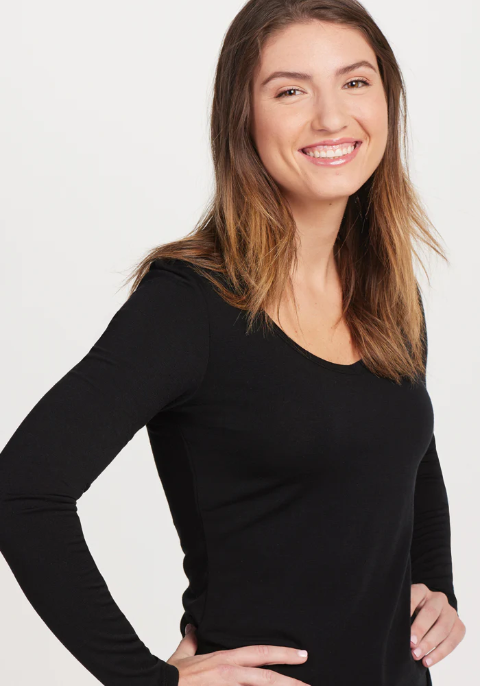 Layla V Neck Top - Black - Image 5