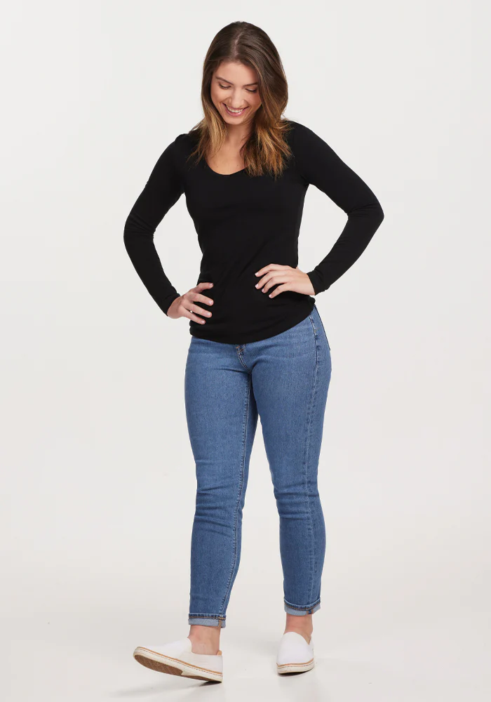 Layla V Neck Top - Black - Image 6