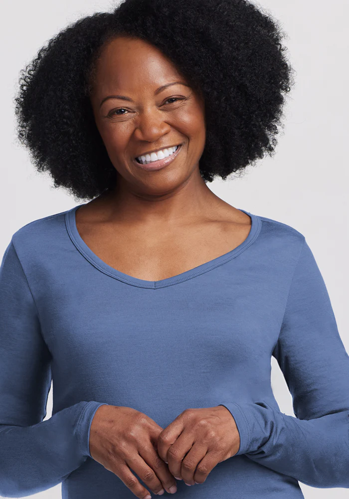 Layla V Neck Top - Skyline - Image 2
