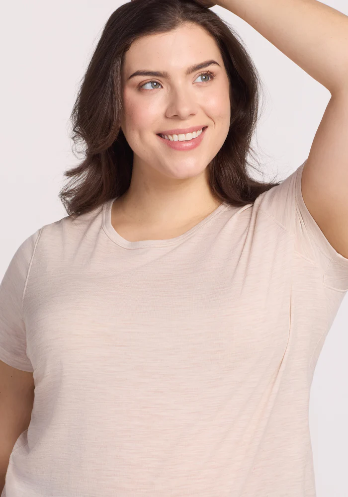 Liza Crew Neck Tee - Cream Heather - Image 13