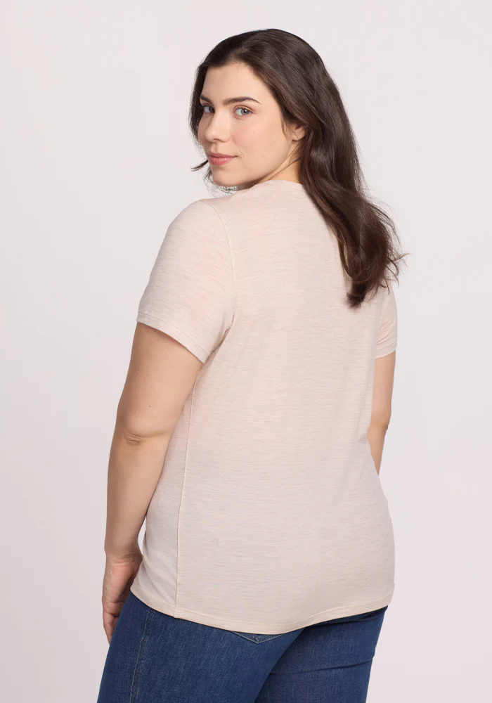 Liza Crew Neck Tee - Cream Heather - Image 16