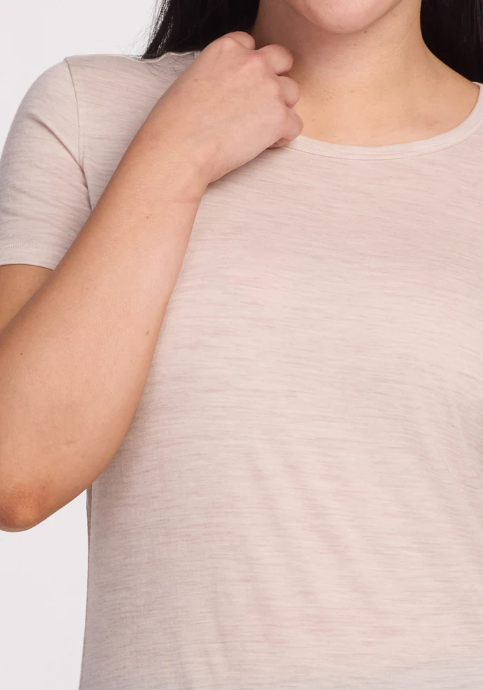 Liza Crew Neck Tee - Cream Heather - Image 3