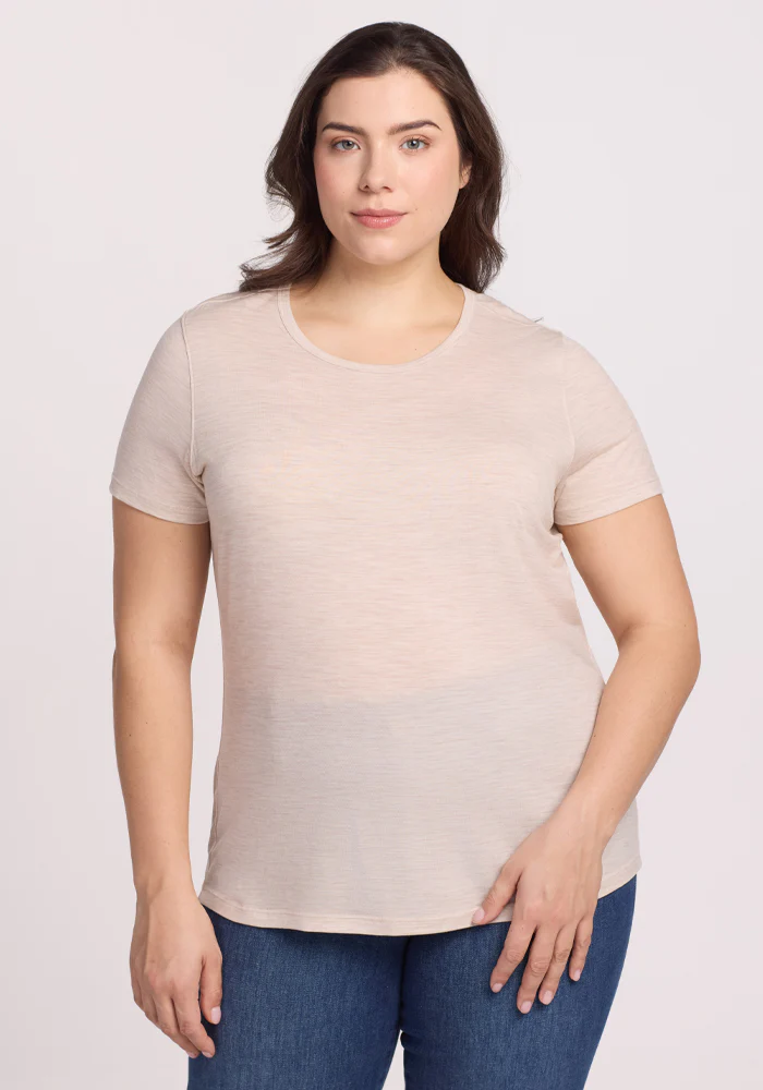 Liza Crew Neck Tee - Cream Heather - Image 9