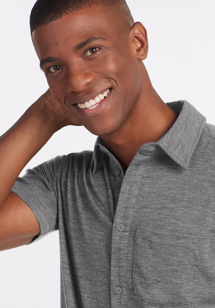Endi Full Button Down Shirt - Graphite Heather - Image 3