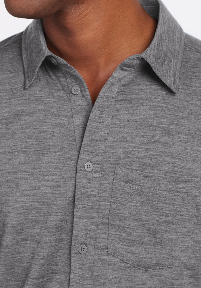 Endi Full Button Down Shirt - Graphite Heather - Image 4