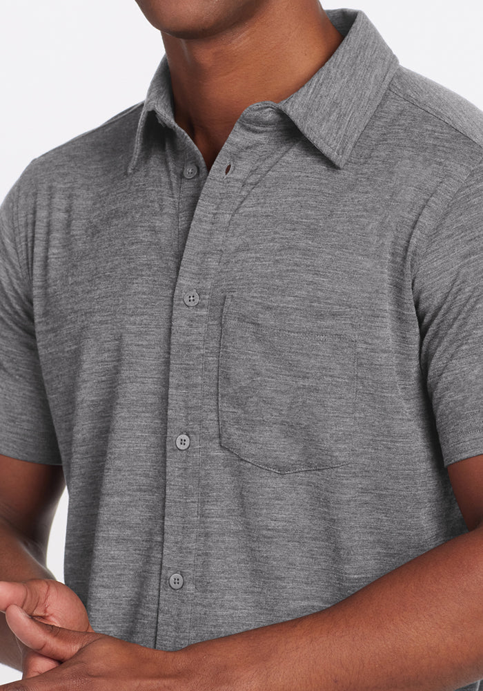 Endi Full Button Down Shirt - Graphite Heather - Image 5