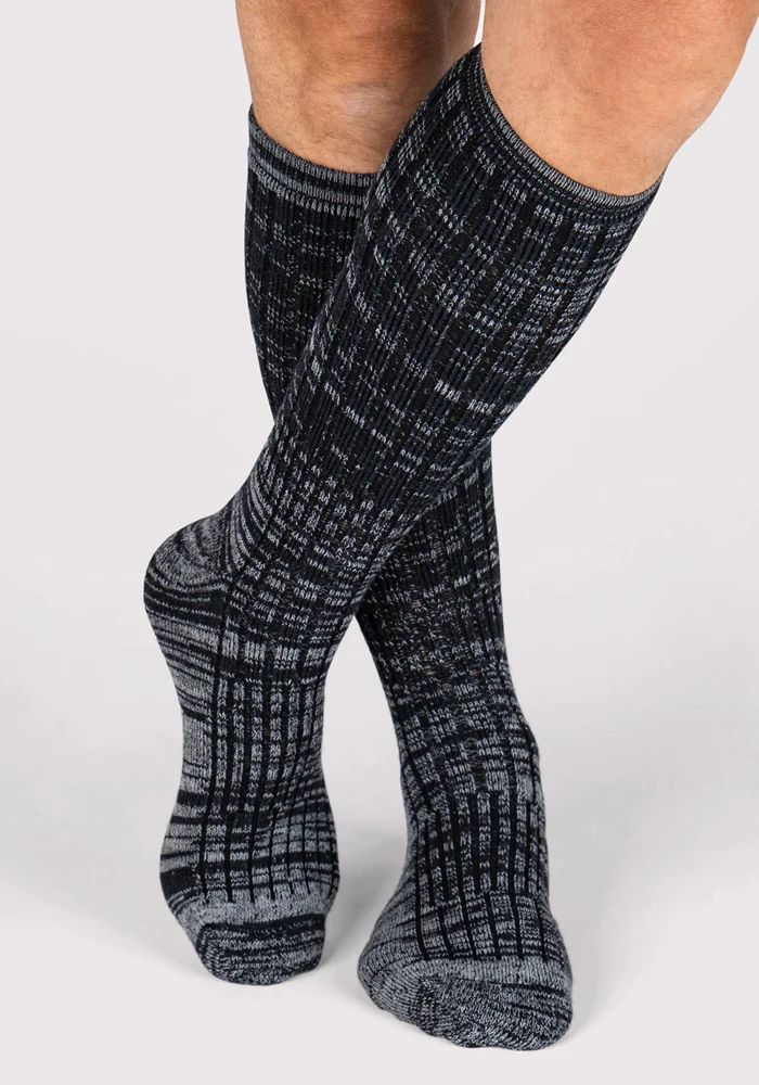Mens Joey Mid Calf Socks - Dark Navy Marled - Image 6