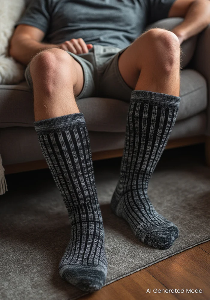 Mens Joey Mid Calf Socks - Dark Navy Marled - Image 9