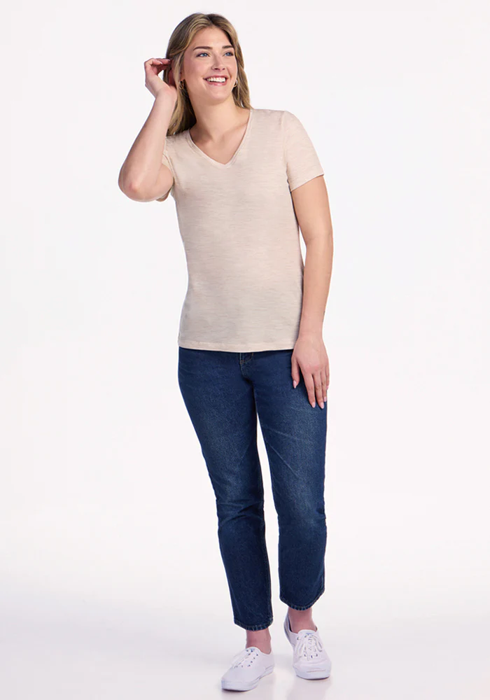 Junie V Neck - Cream Heather - Image 5
