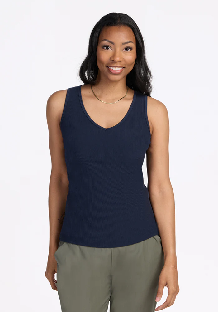 Vivi Ribbed Tank - Deep Navy