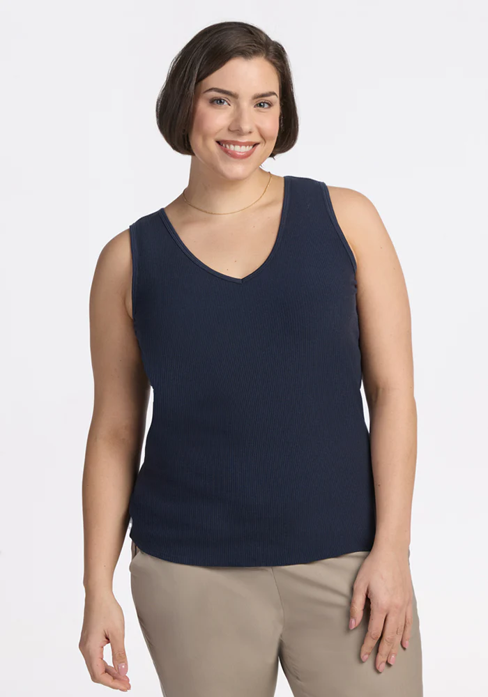 Vivi Ribbed Tank - Deep Navy - Image 6