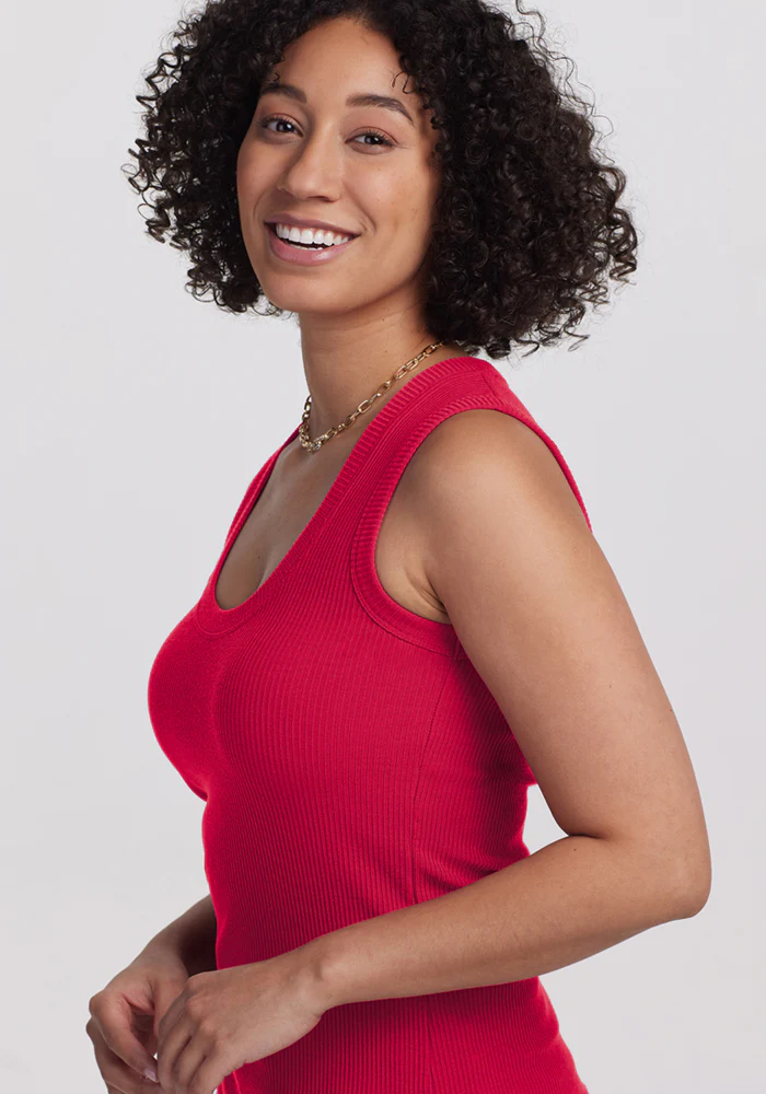 Sloane Ribbed Tank - Poppy Spark - Image 3