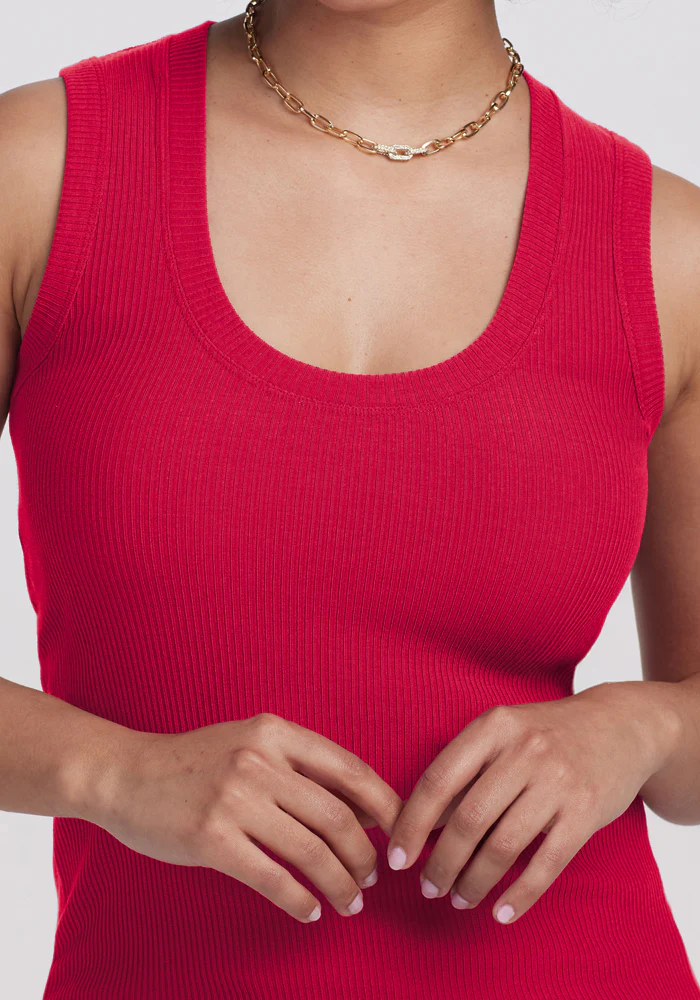 Sloane Ribbed Tank - Poppy Spark - Image 4