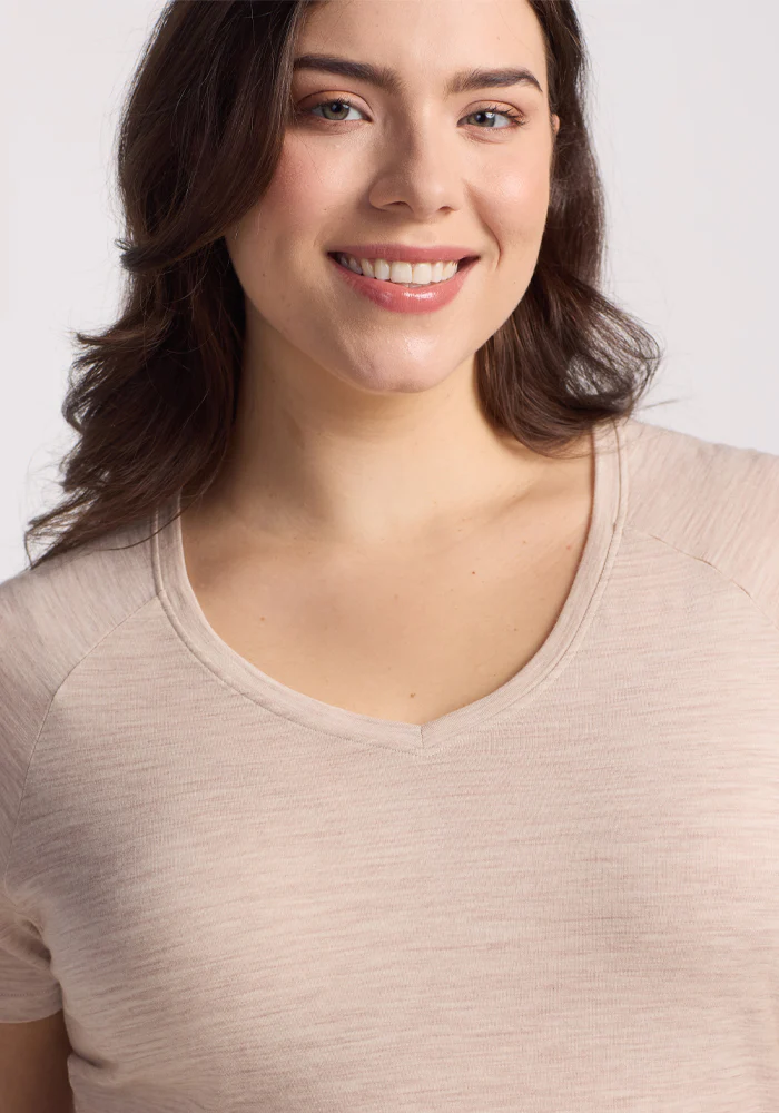 Mia V Neck - Cream Heather - Image 3