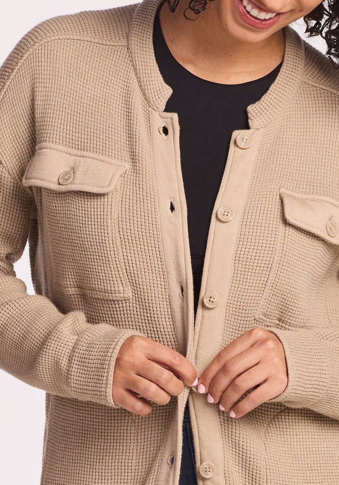 Oaklynn Waffle Shacket - Biscotti - Image 5