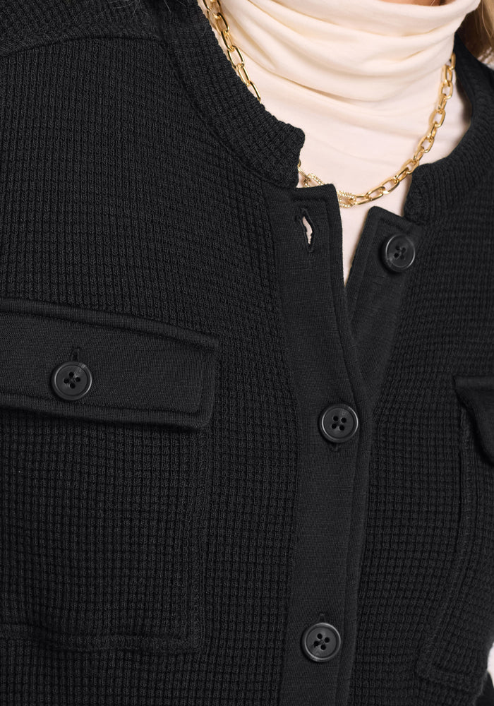 Oaklynn Waffle Shacket - Black - Image 3