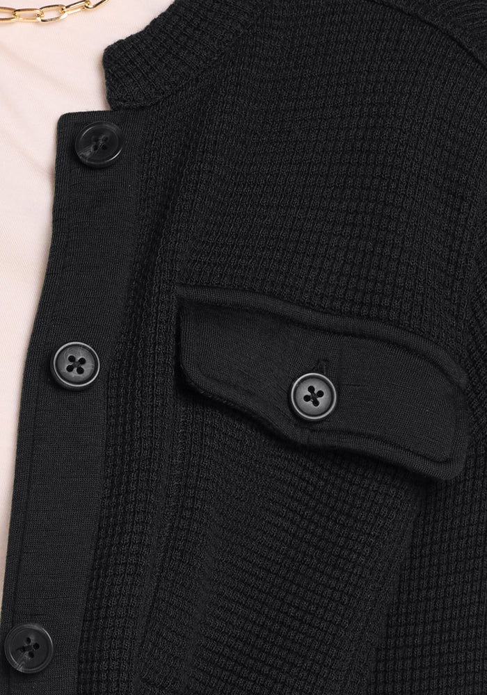 Oaklynn Waffle Shacket - Black - Image 4