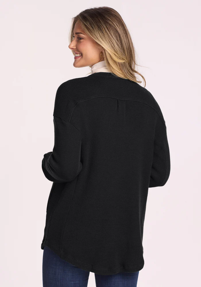 Oaklynn Waffle Shacket - Black - Image 8