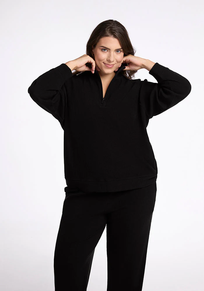 Quinn Ribbed 1/4 Zip - Black - Image 10