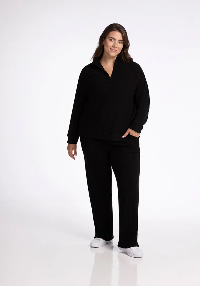 Quinn Ribbed 1/4 Zip - Black - Image 12
