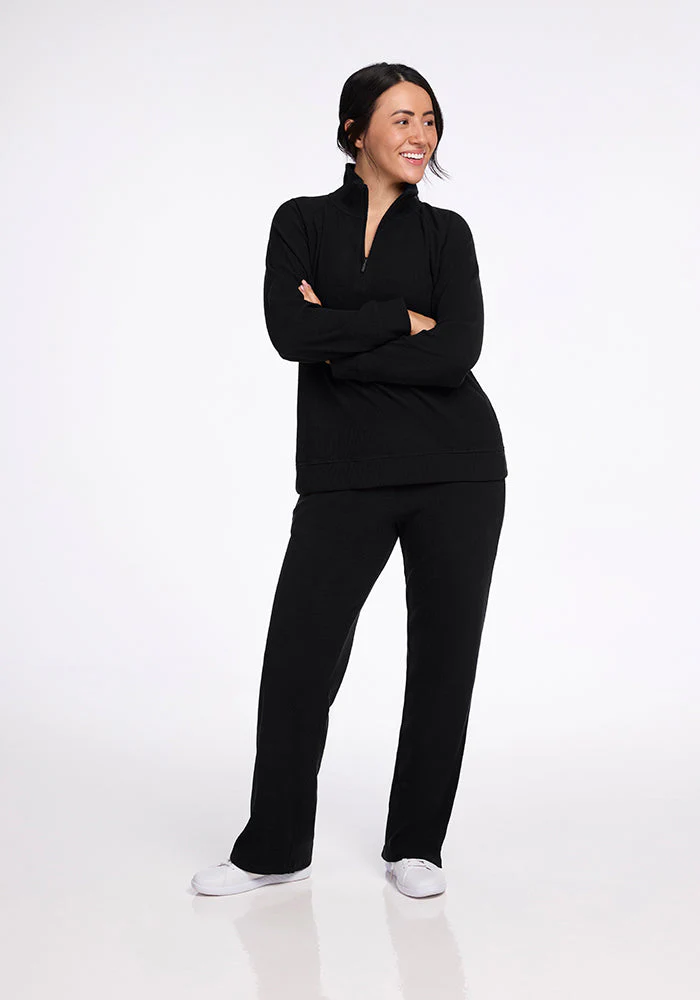 Quinn Ribbed 1/4 Zip - Black - Image 4
