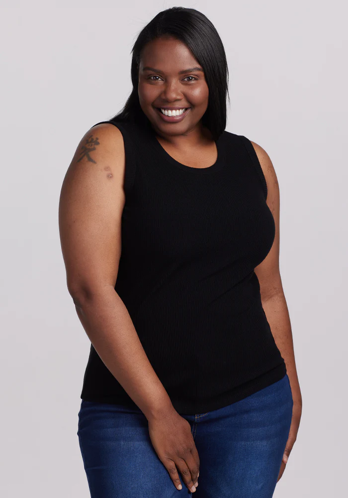 Raegan Ribbed Tank Top - Black - Image 7