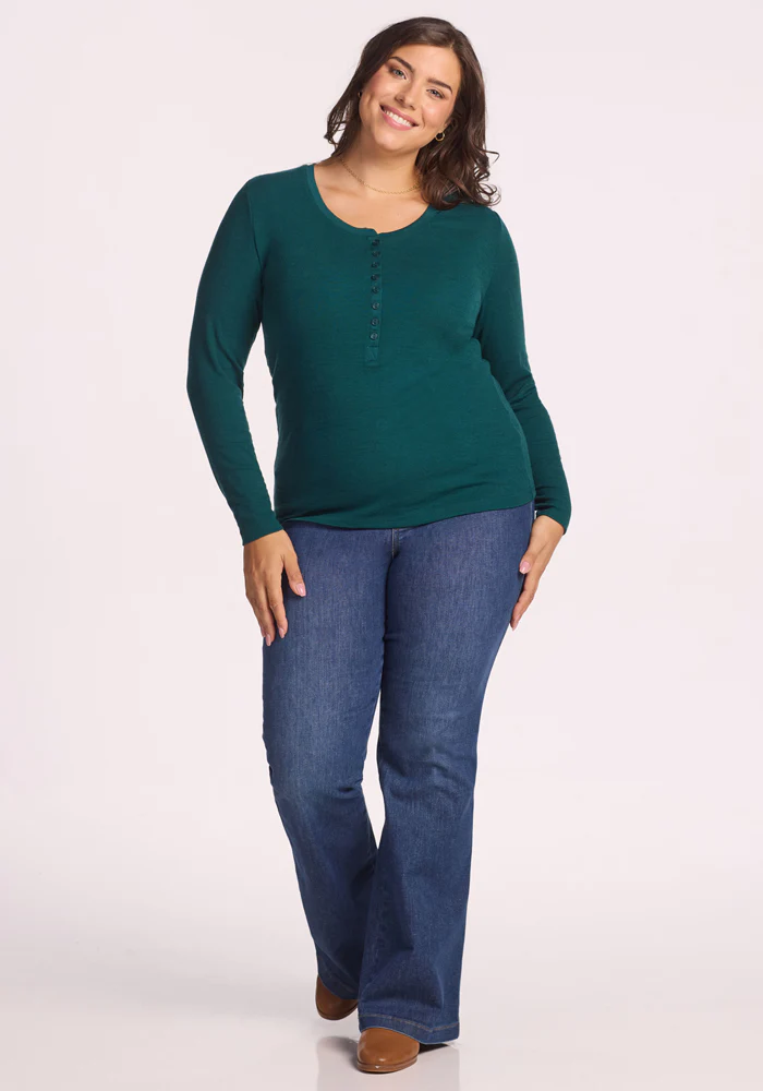 Reese Ribbed Henley - Riverbank Green - Image 5