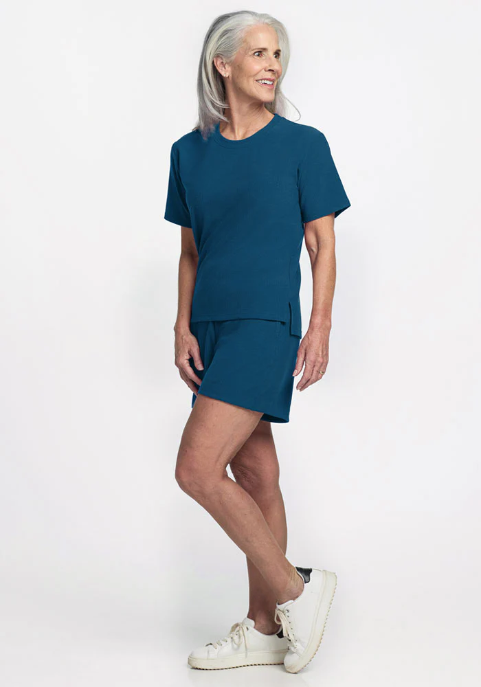 Delia Ribbed Short Sleeve - Moroccan Blue - Image 6