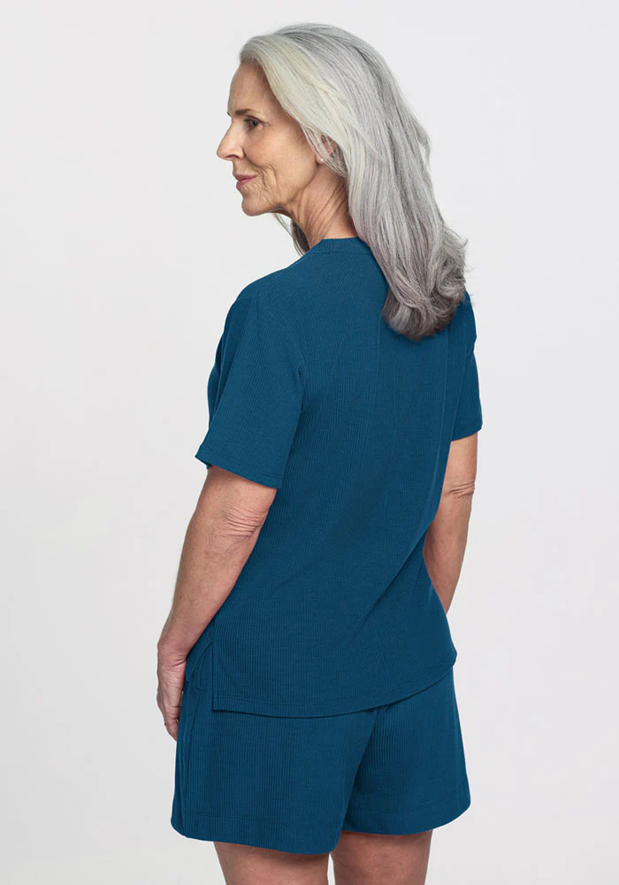 Delia Ribbed Short Sleeve - Moroccan Blue - Image 7