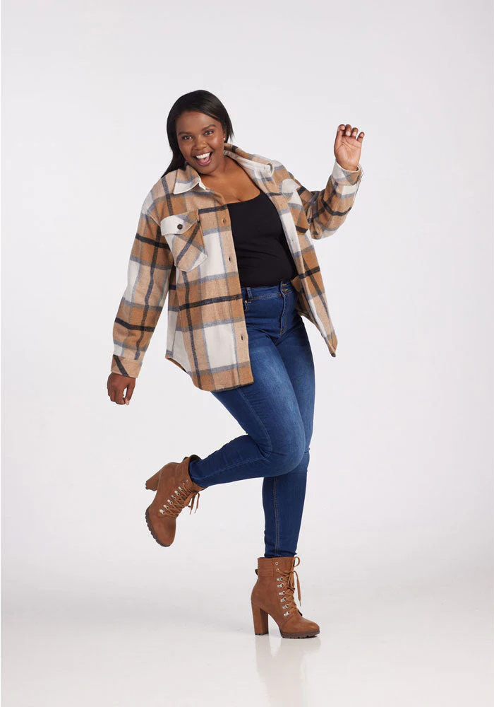 Sawyer Shacket - Camel Plaid - Image 3